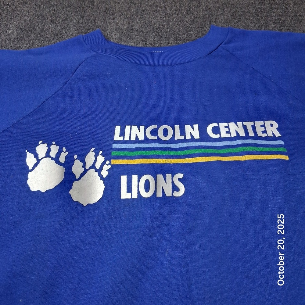 Vintage Healthknit Lincoln Center Lions Sweatshirt Size Large Blue USA Made - Picture 2 of 8